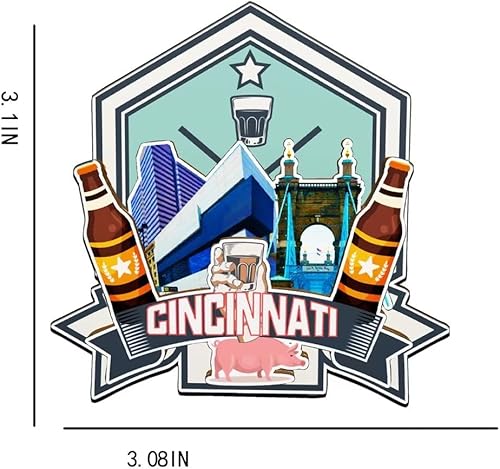 Miniatura 3 de Imán de madera para nevera de Cincinnati Ohio USA Monumentos 3D de viaje, recuerdos coleccionables, decoración hecha a mano, 1958