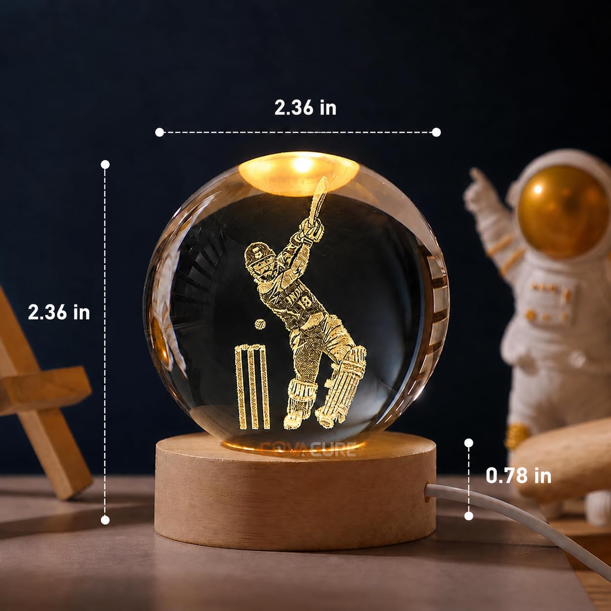 COVACURE 3D Crystal Ball Night Lamp - Viratt Kohlii Gift -2