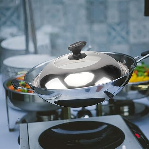 Miniatura 3 de Tapa de sartén de acero inoxidable universal de 14 pulgadas, tapa de olla de repuesto para sartén de hierro fundido, tapa de sartén para ollas,