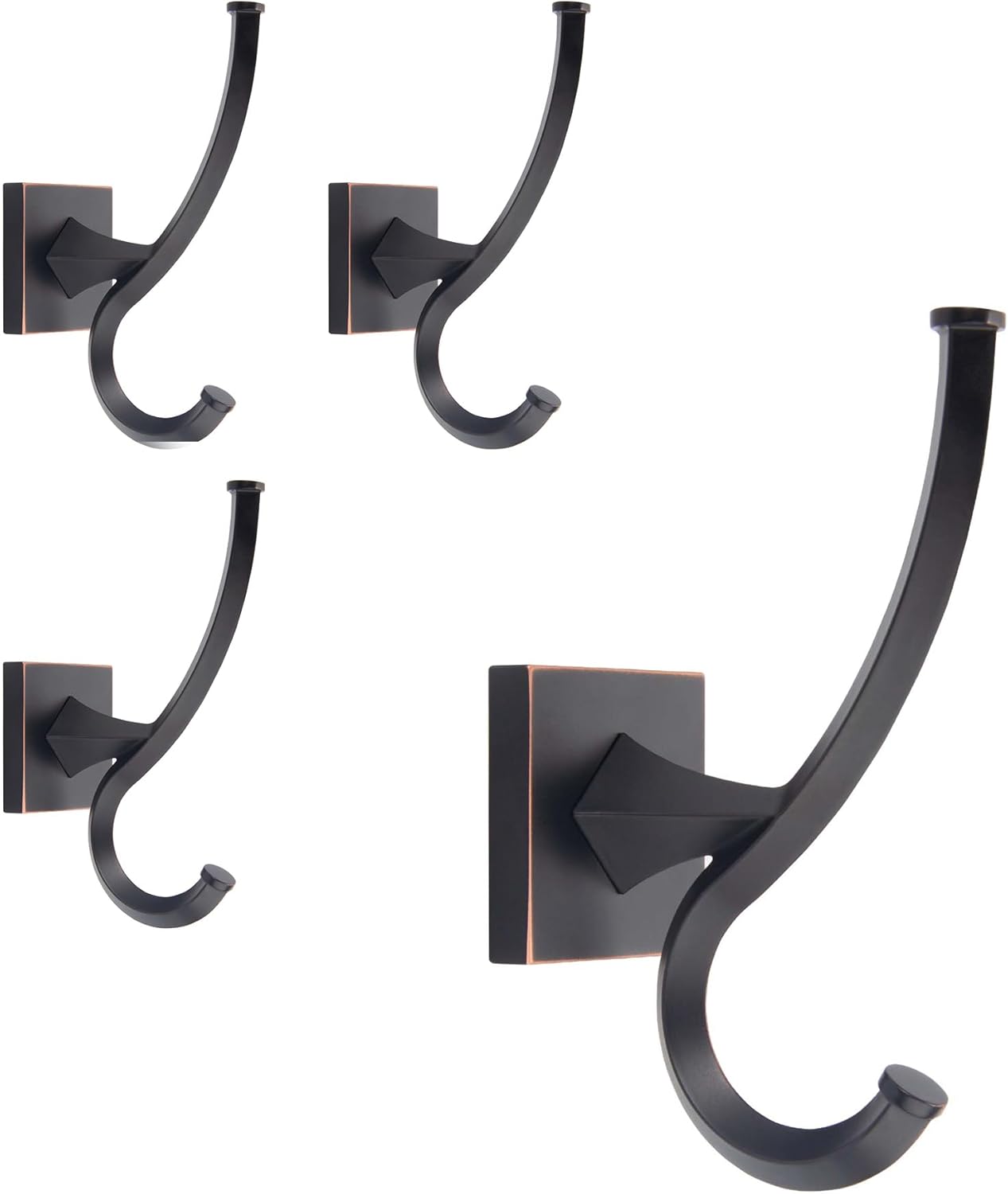 TUNNY 4 Pack Vintage Wall HooksOilRubbed Bronze Coat