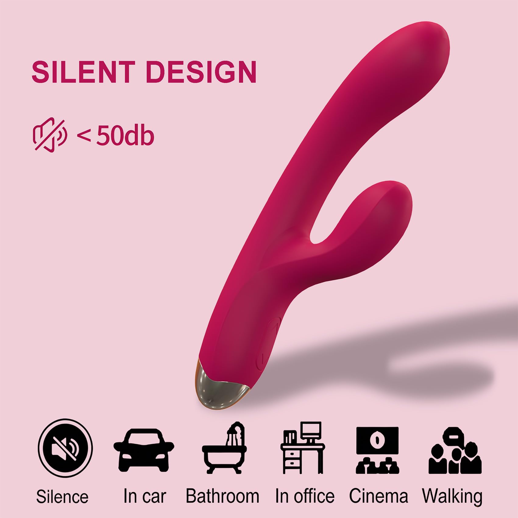 Portable Dual Head Soft Silicone Massage Device 10 Vibration Modes Rechargable Wellness Choice USB Charging, Ideal for Creating a Relaxation and Wellness Moment