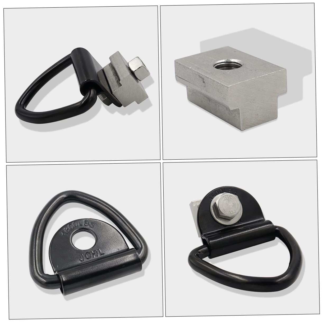 SOLUSTRE Zurrösen mit 3/8-16 Gewinde 4 Stück aus Edelstahl und Kohlenstoffstahl für Anhänger T-nut Muttern Praktische Verzurranker Geeignet für Anhänger und Pickups für Lkw Ladeflächen