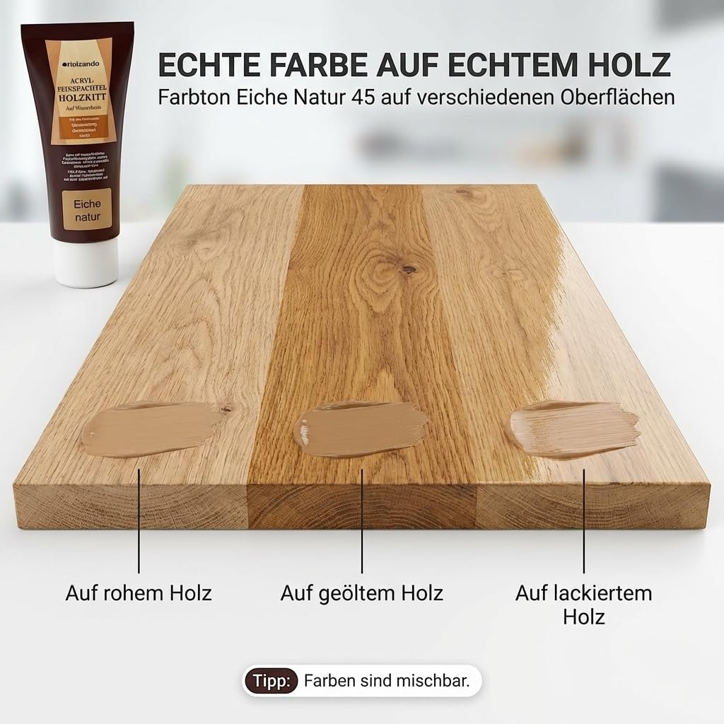 Stucco per legno acrilico per legno, OSB e pareti, noce scuro, 75, tubetto da 250 g