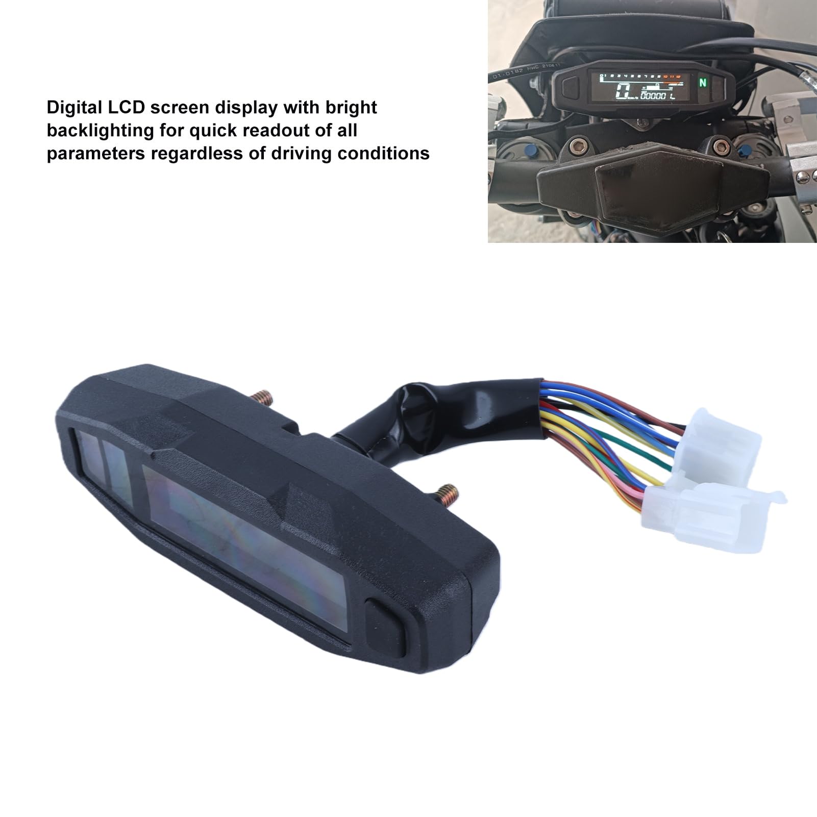 Tachimetro del motociclo, 0-199KM/H 12V Display LCD Digital Speedometer Odometer Fuel Gauge con retroilluminazione, chilometri miglia di commutazione, indicatore digitale