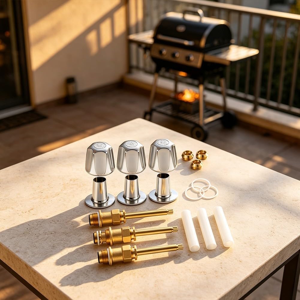 Kit para grifos Bañera 3 Mandos para latón Instalación para fácil(39619 Gold Color)