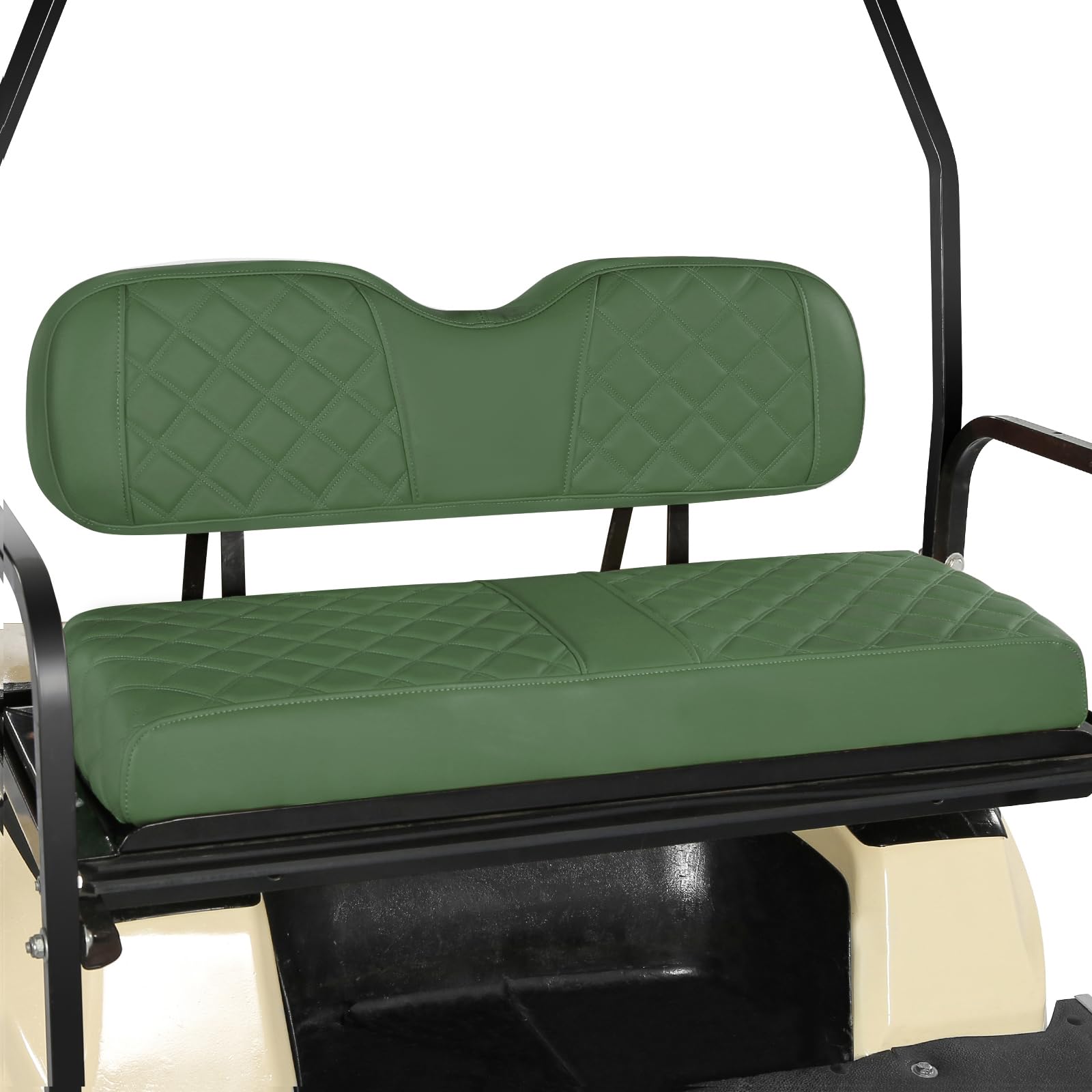 Golf Cart Rear Seat Covers Fit Club Car Precedent DS/EZGO TXT RXV/Yamaha Aftermarket Standard Back Seat Cushion,Vinyl Leather Adjustable Straps Buckle Drawstring,No Stapler Needed(Green)