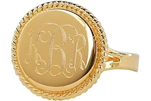 Personalized Gold Initial Rings Engraved Nautical Rope Gold Plated Monogram Rings