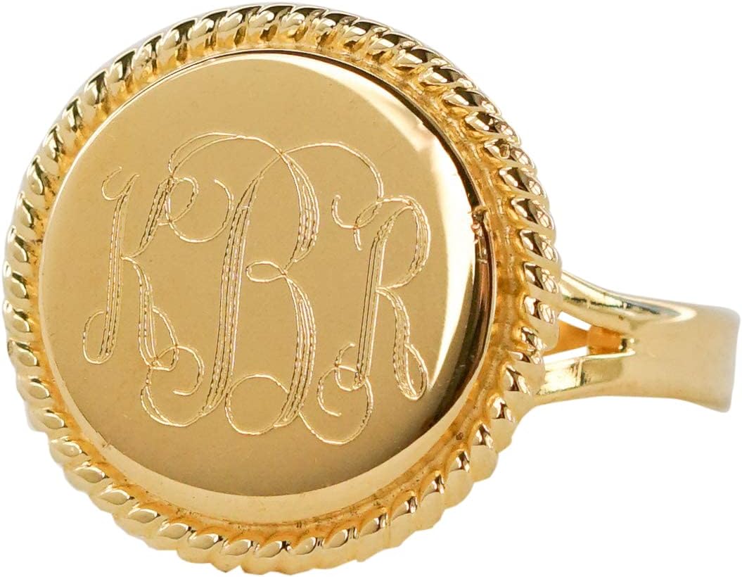 The Personal Exchange Nautical Rope Monogram Gold Plated Over Sterling Silver Ring