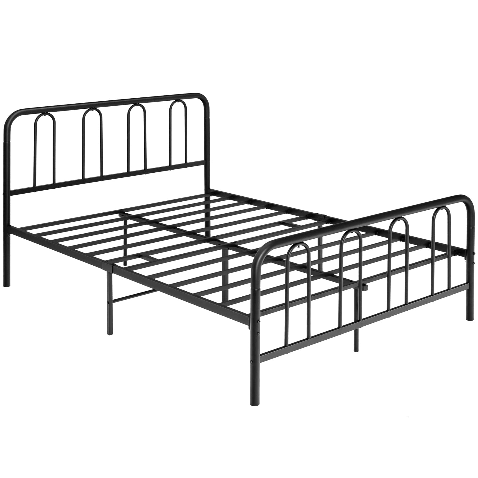 LIFEZEAL Struttura Letto Matrimoniale, alla Francese, 140x200cm, Ferro Battuto, Max 300 kg, Telaio Letto a Doghe, Una Piazza e Mezza, Rete, Base, con Testiera, per Adulti, Camera da Letto, Moderno