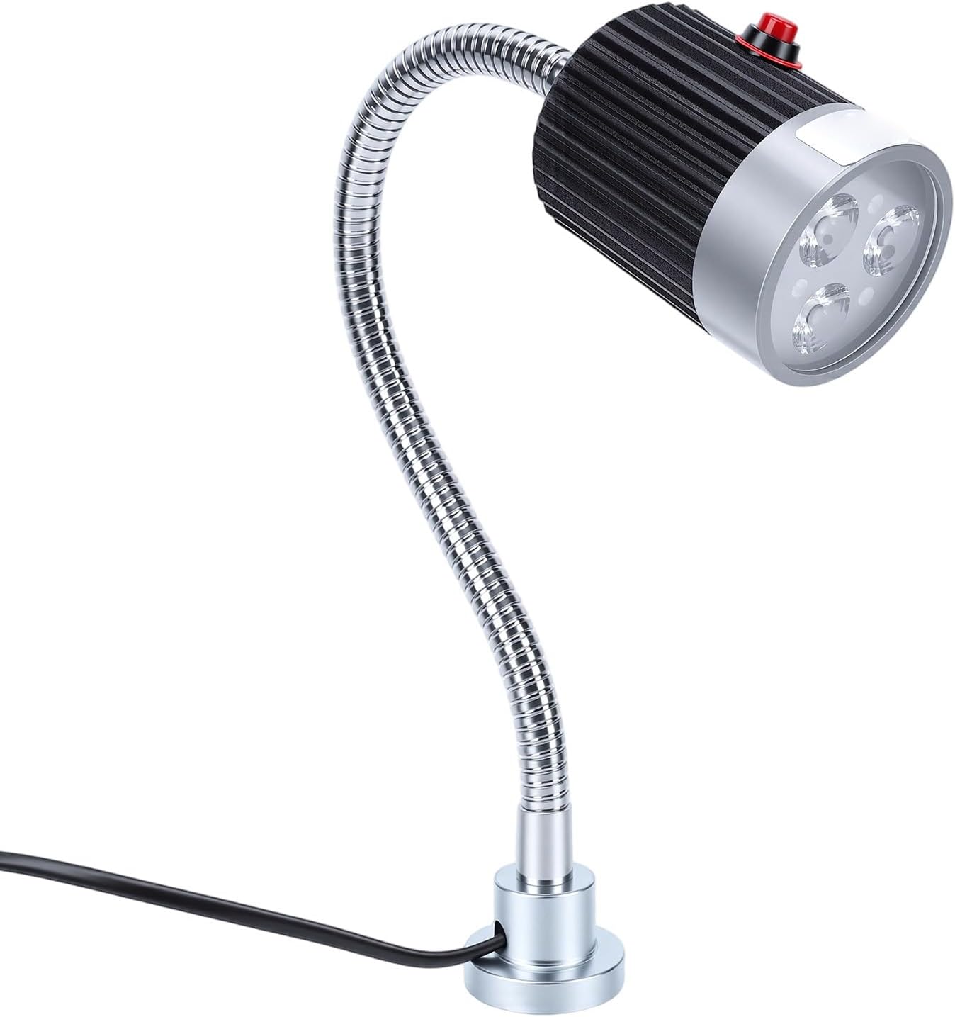 GOWENIC Maszynowa 30cm z podstawą magnetyczną |Elastyczna Robocza LED na Gęsiej Szyi do Grilla Warsztatowego Tokarki (Stal stopowa + ABS)