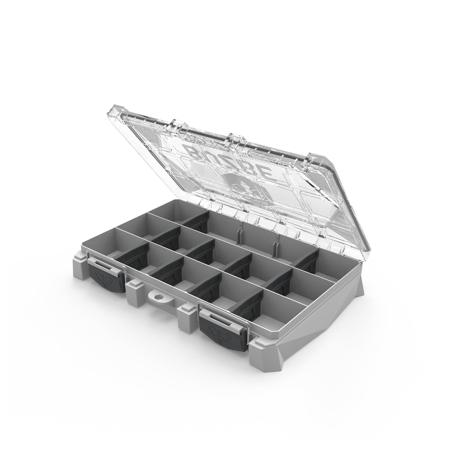 BUZBE Basic 15T (Thin) Utility Box, Waterproof Tackle Box, 3600 Fishing Tackle Tray, Plastic Organizer with Dividers