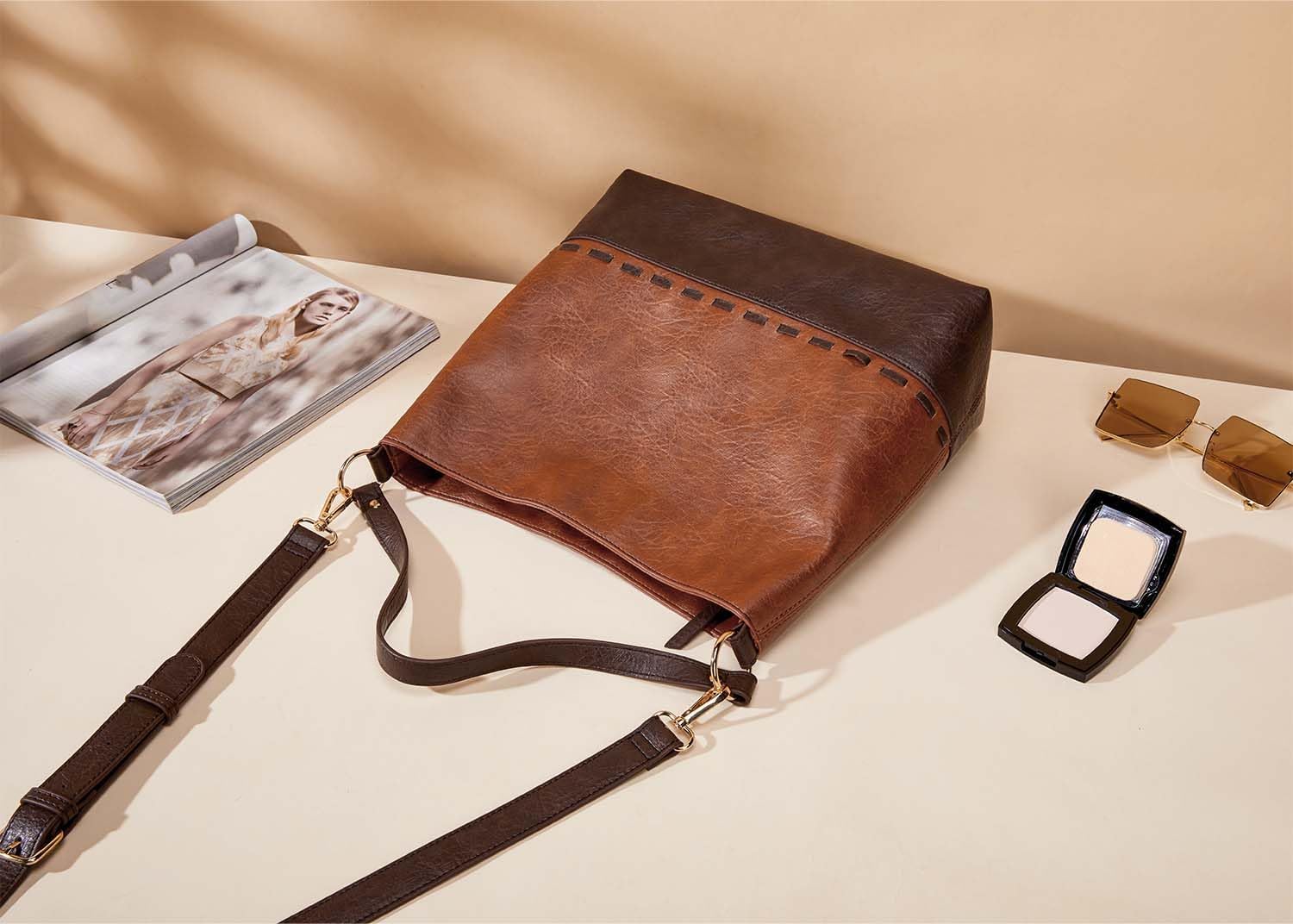 Marvolia Hobo Bags for Women Vegan Leather Shoulder Purses and Handbags Top Handle Handbags with Adjustable Shoulder Strap - Image 3