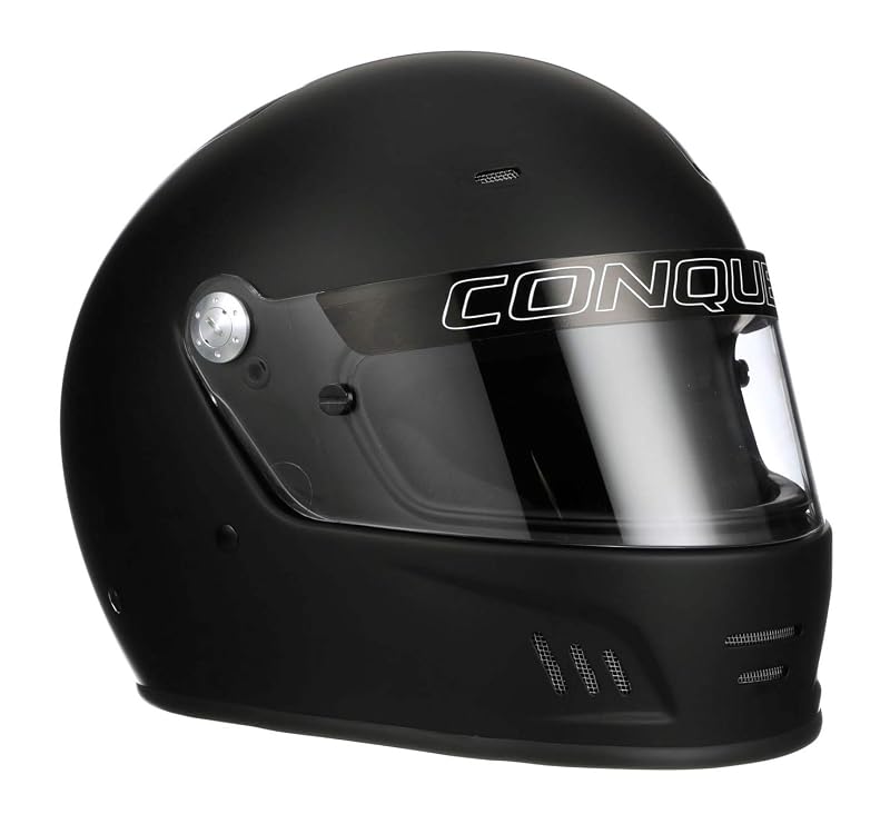 Capacete Integral para Automobilismo Conquer 350-FF-SA20 com Casco de Fibra de Vidro, Viseira de 3 mm e Certificação Snell SA2025 — Médio, Preto