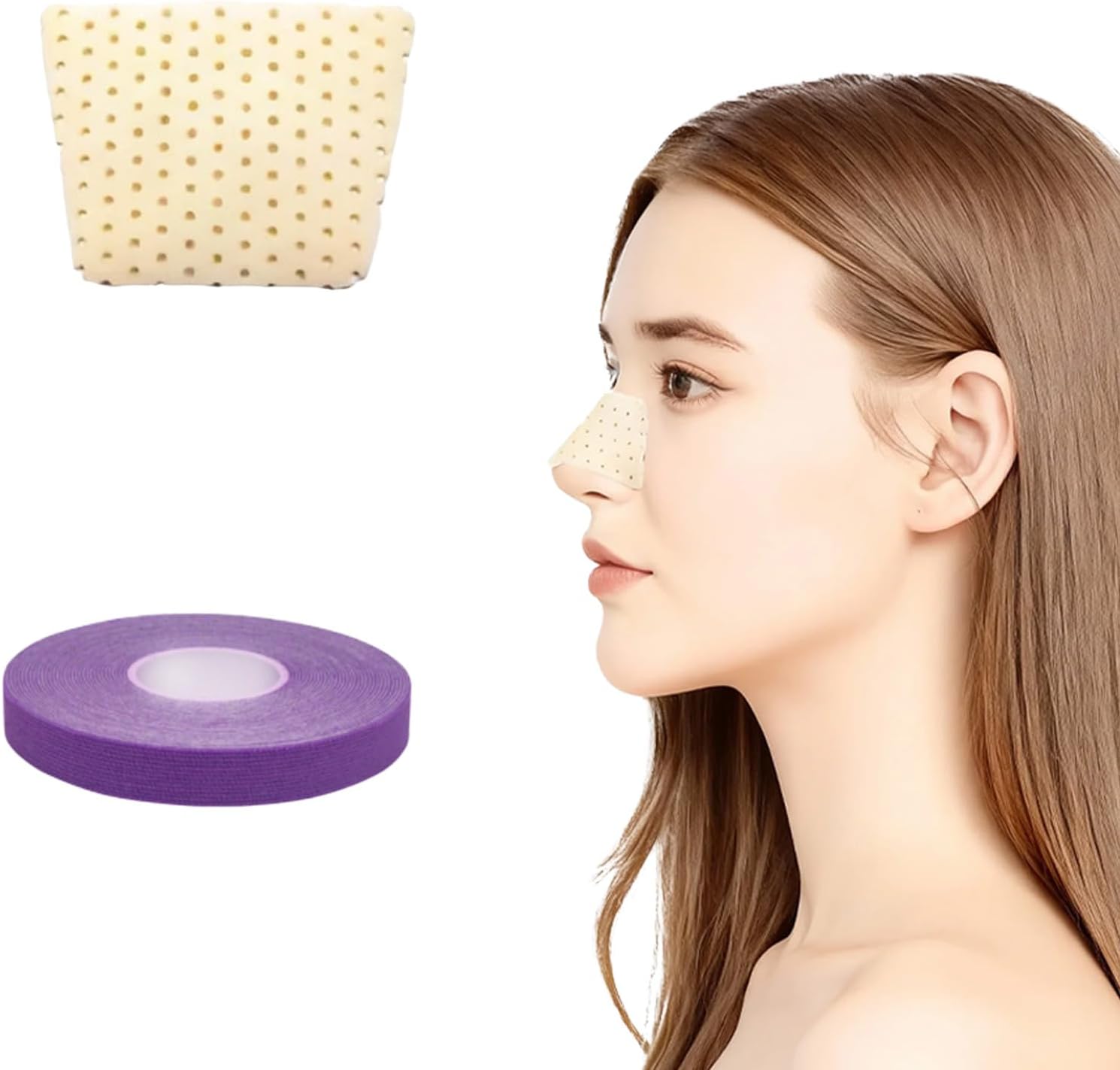 Thermoplastic Nasal Support & Facial Contour Tape, Reusable Nose Shaping & Lifting Kit with Trapezoidal Clip and Elastic Band, Beauty Care Accessories for Daily Use (Purple)
