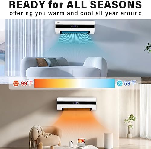 Miniatura 5 de Calentador de espacio de pared para habitación grande, calentador eléctrico de cerámica PTC de 1500 W, calentamiento rápido 3s con control remoto,