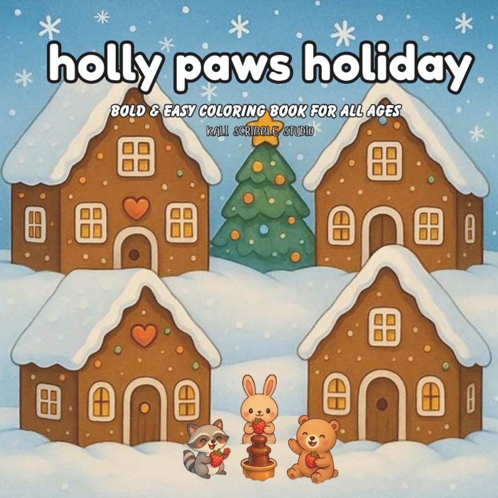 HOLLY PAWS HOLIDAY: BOLD & EASY COLORING BOOK FOR ALL AGES