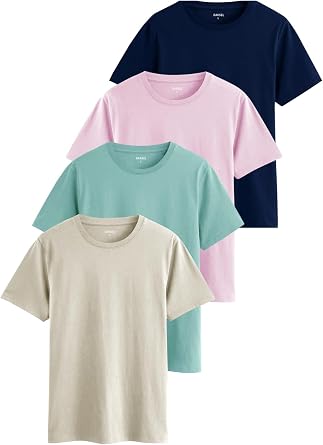 Unisex 4-Piece Basic T-Shirt   100% Cotton   Comfortable Cut   Suitable for Daily Use