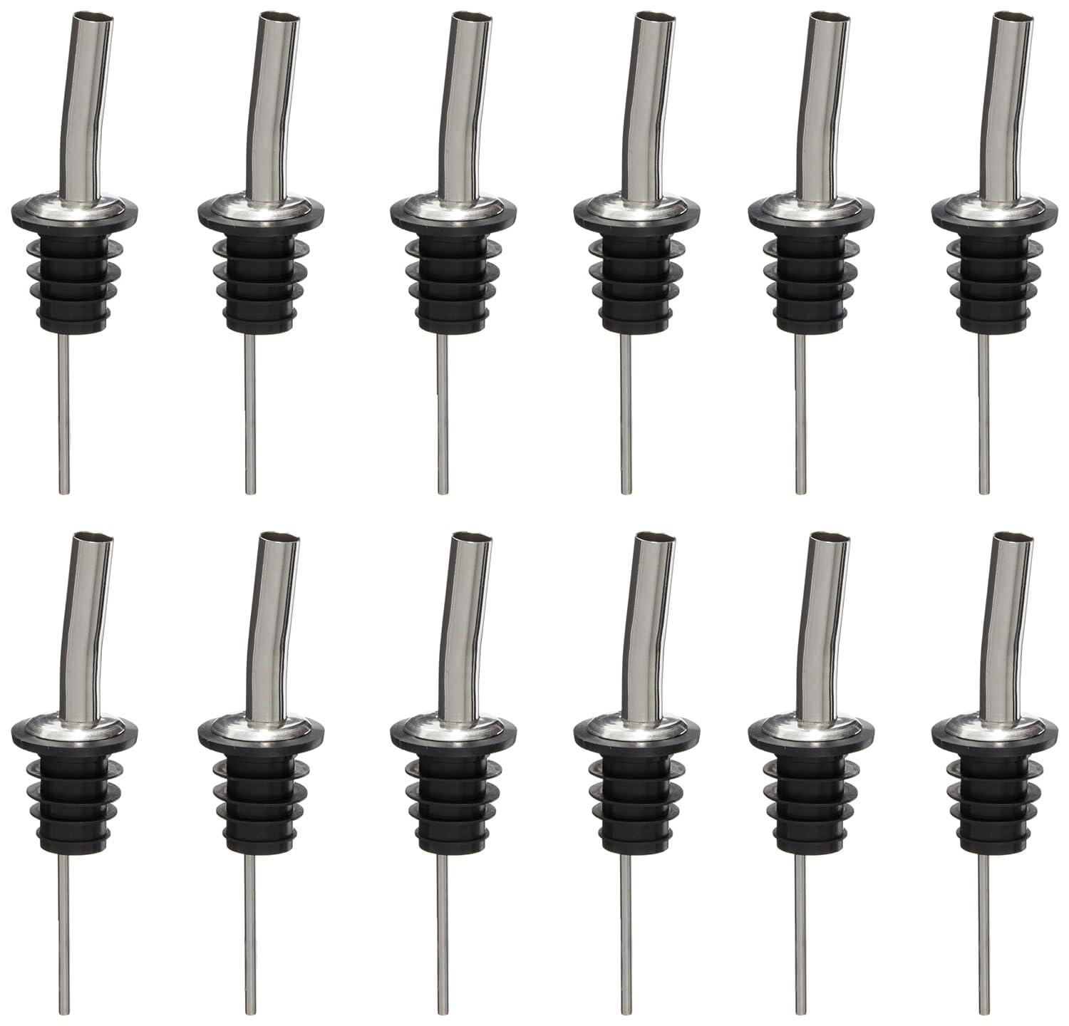 Soro Essentials- Set of 12 Stainless Steel Speed Jet Liquor Bottle Pourer- Extra Fast Flow Bottle Pourers for Alcohol Bar Pour Spouts for Liquor Bottles Bartender Accessories