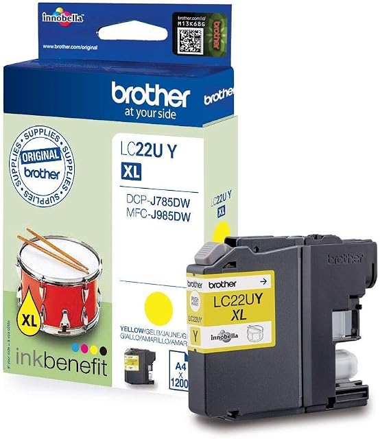 Brother LC-22UY Inkjet Cartridge, Yellow, Single Pack, Super High Yield, Includes 1 x Inkjet Cartridge, Brother Genuine Supplies