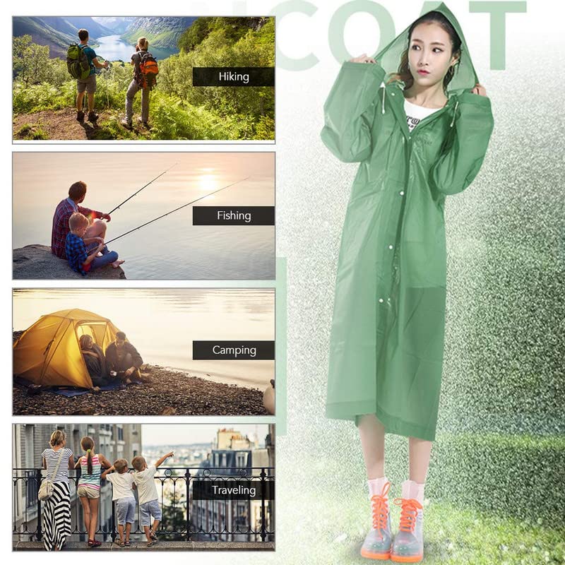 Image of AUGEN By Visions India Women EVA Waterproof Transparent Rain Coat Hooded Outdoor Water Resistant Portable Raincoat Suit for Unisex EVA Rain Coat (Free Size)