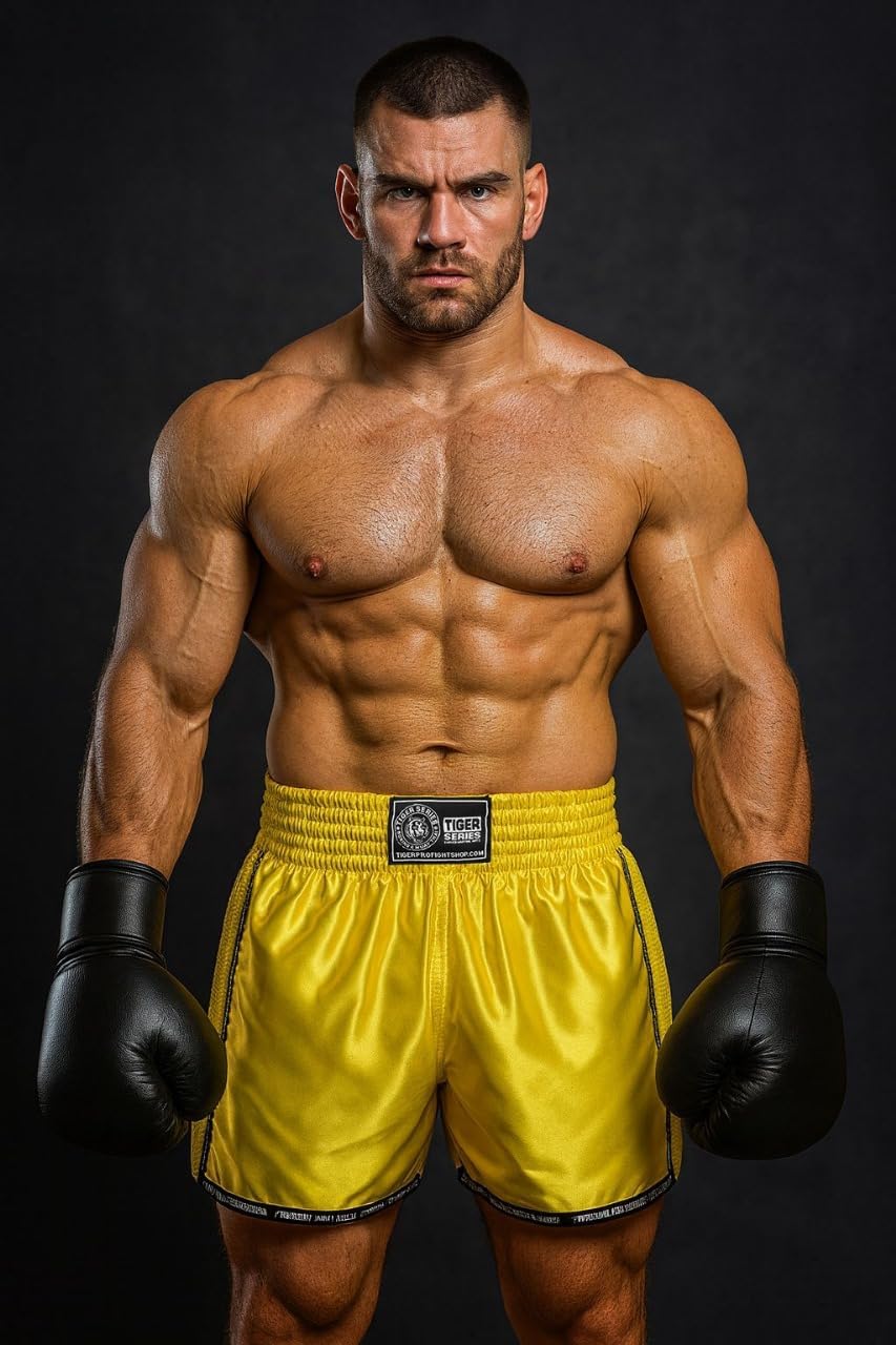 Muay Thai Boxing Shorts for Training and Kick Boxing, Combat Sports - Black, Blue, Red, White and Yellow