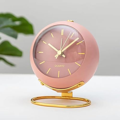 Miniatura 2 de SHISEDECO Reloj despertador clásico de mesa pequeño sin tictac con luz nocturna, funciona con pilas, reloj de escritorio con vidrio HD para sala de