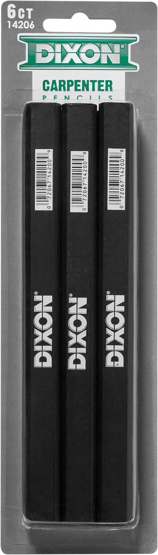 DIXON 14206 Medium, Black and Silver Carpenter Pencils (6 Pack)
