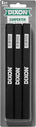 DIXON Lápices de carpintero industrial, mediano, negro y plateado, paquete de 6, (14206)