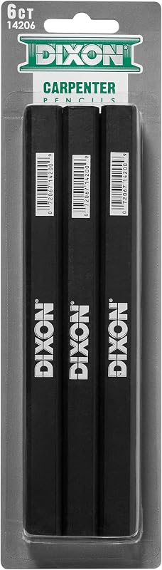 DIXON Industrial Carpenter Pencils, Medium, Black and Silver, 6-Pack, (14206)