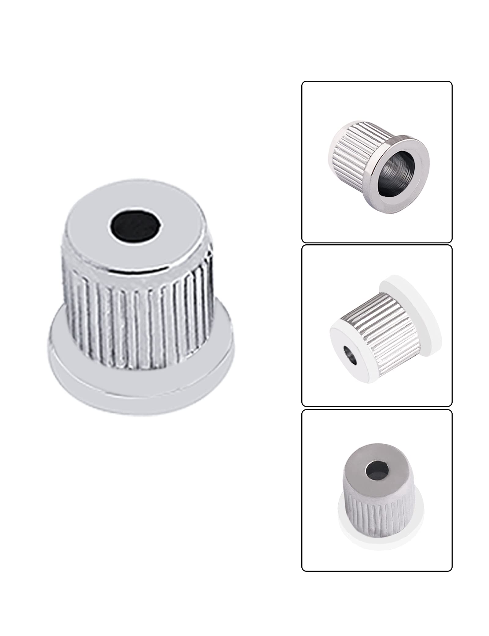 Rubatone Guitar String Ferrules String Through Body Rear Mount Bushings String Caps for Fender Strat Tele Style Electric Guitar Chrome Set of 6Pcs.