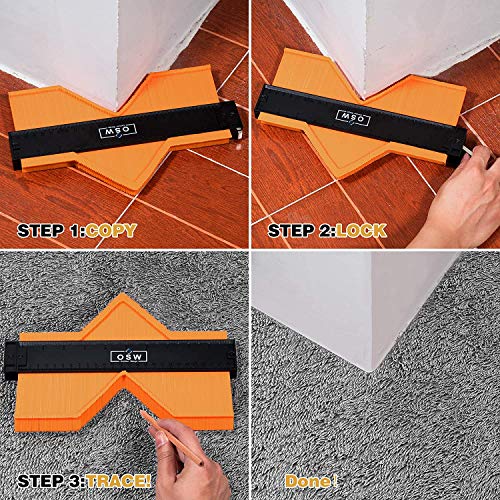 OSW Contour Gauge with Lock Contour Gauge Profile Tool 10 Inch Adjustable Lock Contour Duplication Gauge Precisely Copy Irregular Contour Gauge Duplicator Plastic Shape Tracing Measuring Tool