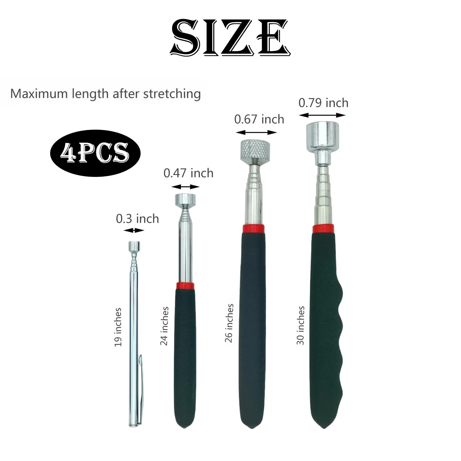 4 Pcs Telescopic Magnetic Pickup Tool, Magnetic Pickup Tool, Magnet On A Stick, Extendable Magnet Pickup Tool Magnetic Stick - Image 2