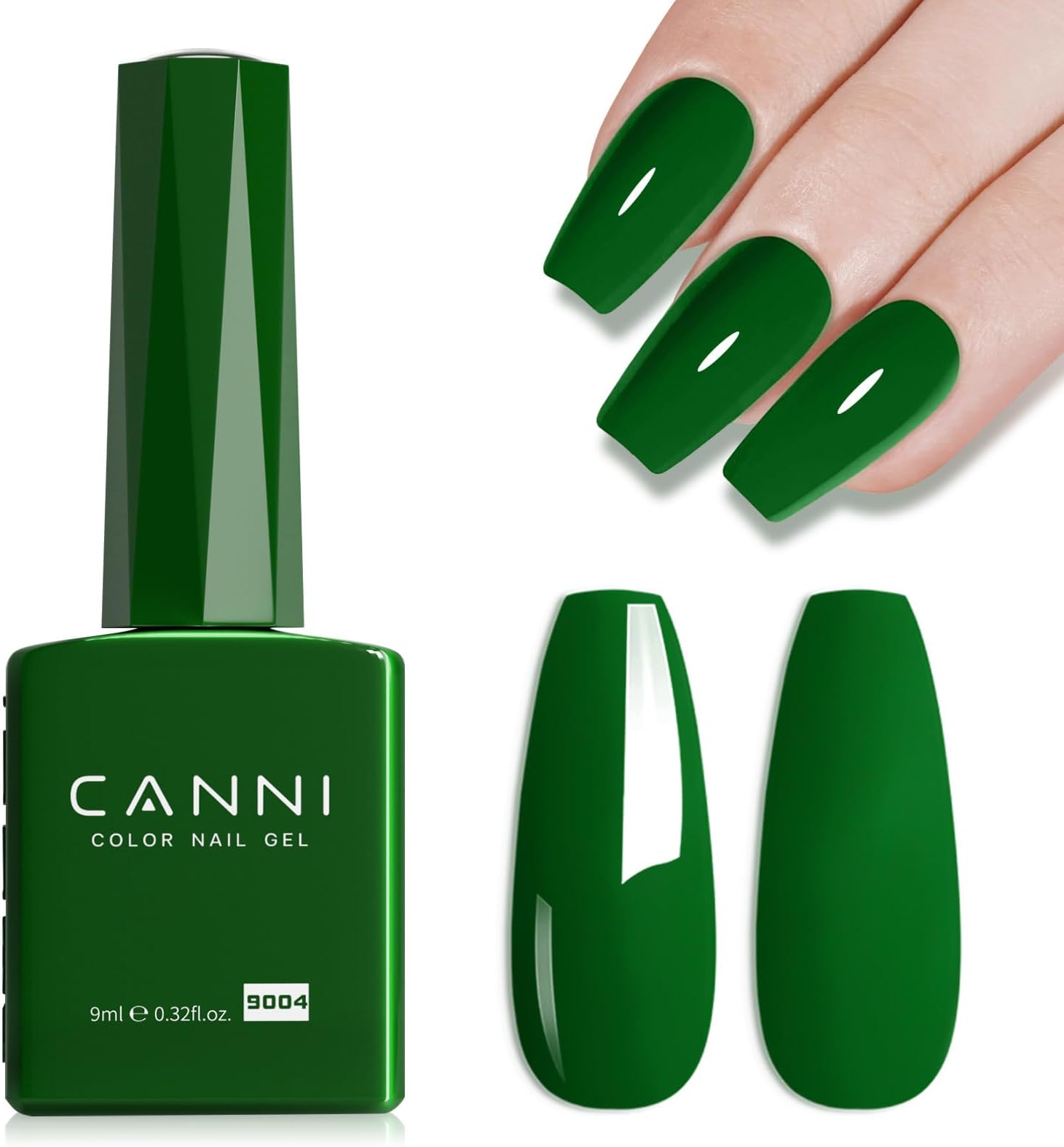 Green Gel Nail Polish, 1Pcs Emerald Dark Green Color Gel Polish Nail High Gloss Soak Off UV French Manicure Salon DIY