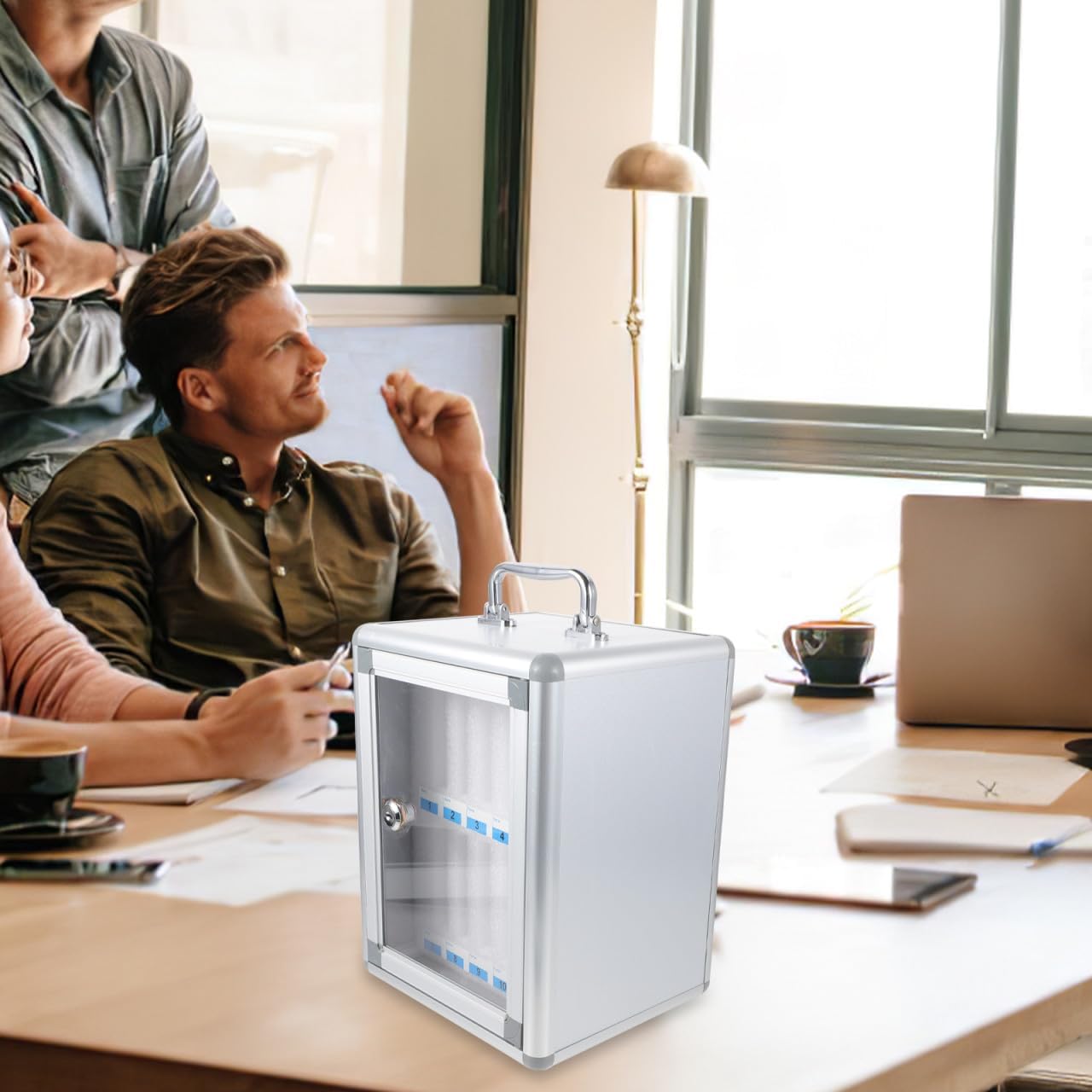 PRETYZOOM Mobile Phone Storage Locker Cabinet with 12 Slots Cell Phone Organizer Box Secure Office and Classroom Holder Storage Solution