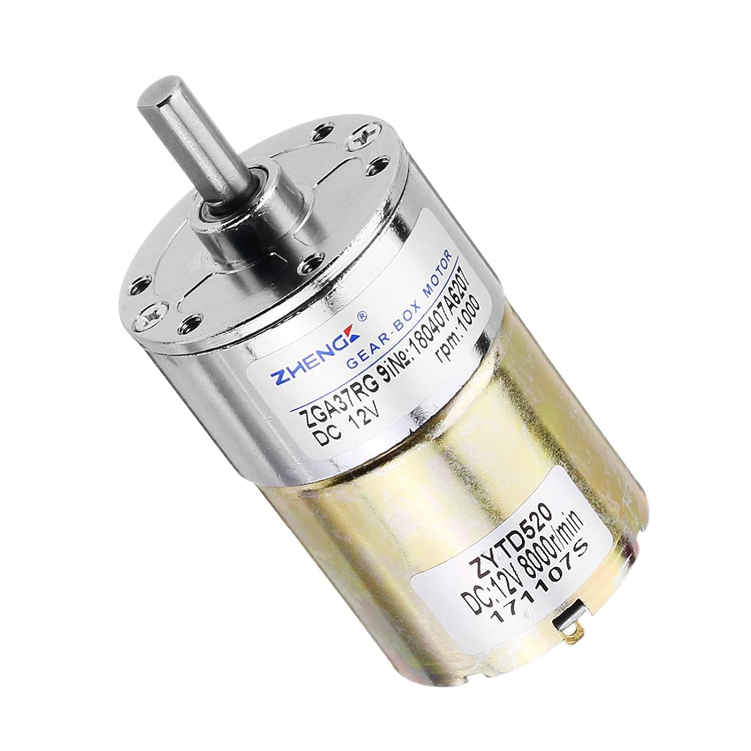 ZGA37RG DC Motor 12V 24V DC Gear Motor 2.5RPM/5RPM/10RPM/50RPM/100RPM/150RPM/200RPM/300RPM/550RPM/1000RPM Central Shaft Output 1Pcs(10rpm,24V)