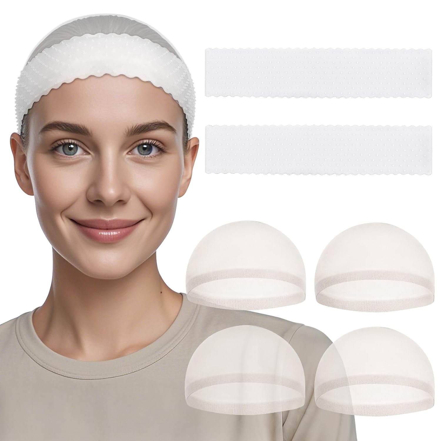 2 Pcs XL Silicone Wig Band Soft Wig Grip Band(fit 22-26 inch head size), 4 Pcs HD Wig Cap Silicone Band Grip