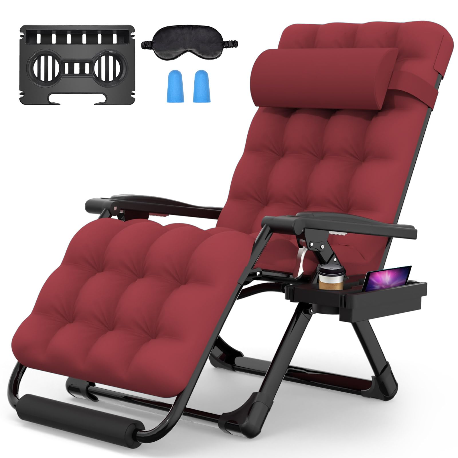Suteck Oversized Zero Gravity Chair,29In XL Lounge Chair w/Removable Cushion&Headrest, Reclining Camping Chair w/Upgraded Lock and Footrest, Reclining Patio Chairs Recliner for Indoor Outdoor