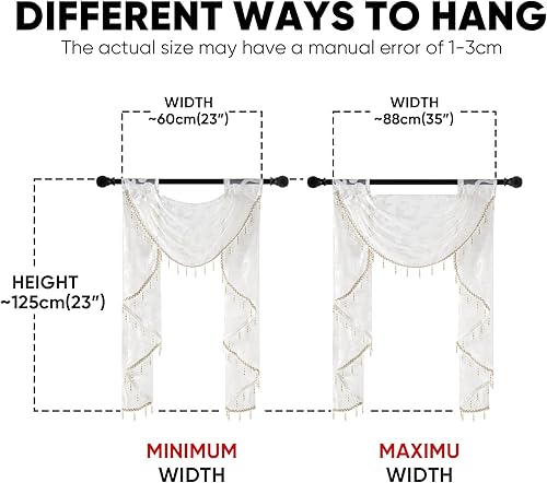 Miniatura 3 de NAPEARL Cenefas de ventana para sala de estar, cenefa de dos festones, tratamiento de ventana, cenefa de cascada para decoración de cocina y