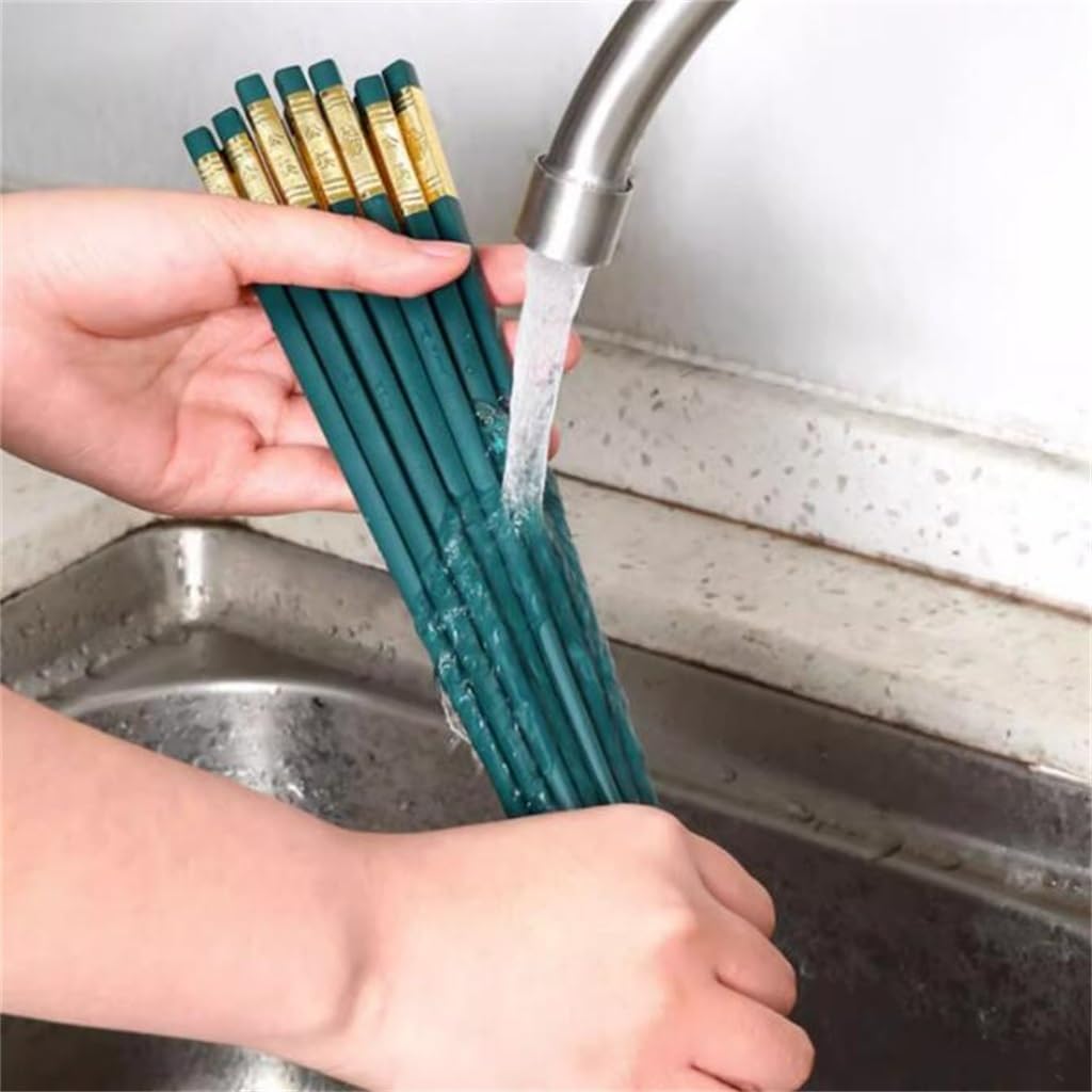 Dark Green Alloy Chopsticks Anti-skid Resistant High Temperature Male For Home