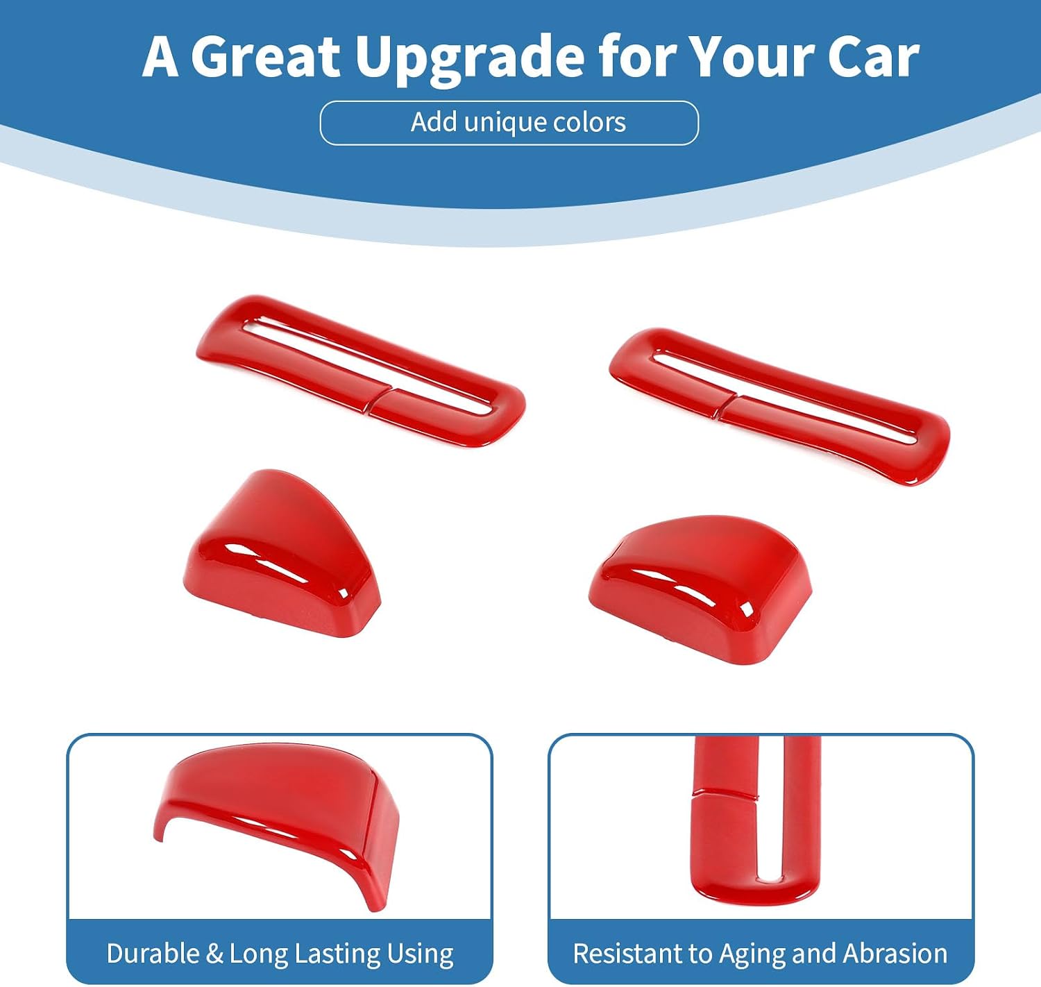 for Charger Seat Belt Trim Cover for Dodge Charger/Chrysler 300C 2011-2023 Red Interior Accessories 4pcs