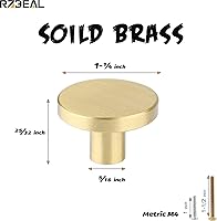 Vista 6 de RZDEAL Pomos para gabinete, pomos redondos de latón macizo para cajones y cajones, manijas decorativas simples para puertas de gabinete de cocina