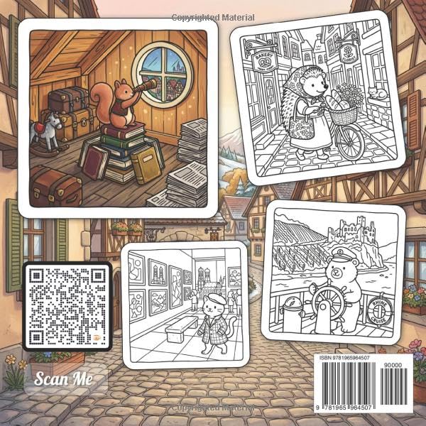 Cozy Fuzzy Hygge Germany: Fun Easy Bold Line Design Art Coloring Book | Bavarian Winter Markets, Cute Animal German Travel Storybook Scenes | Creative ... Fuzzy Hygge World Travel for Stress Relief) image 3