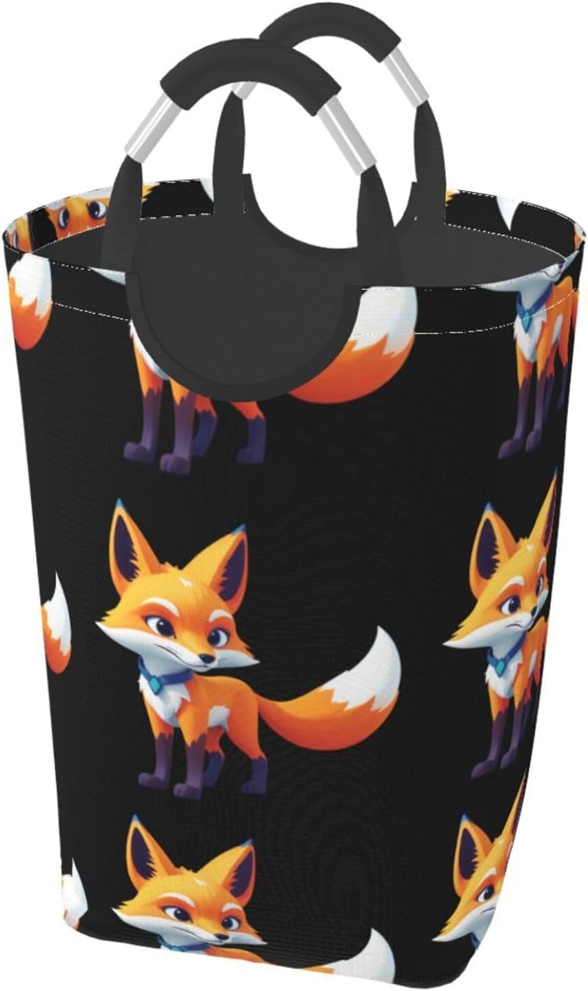 Smiling fox Foldable storage bag, 50L capacity, suitable for laundry room, dormitory bedroom, dirty clothes storage basket.