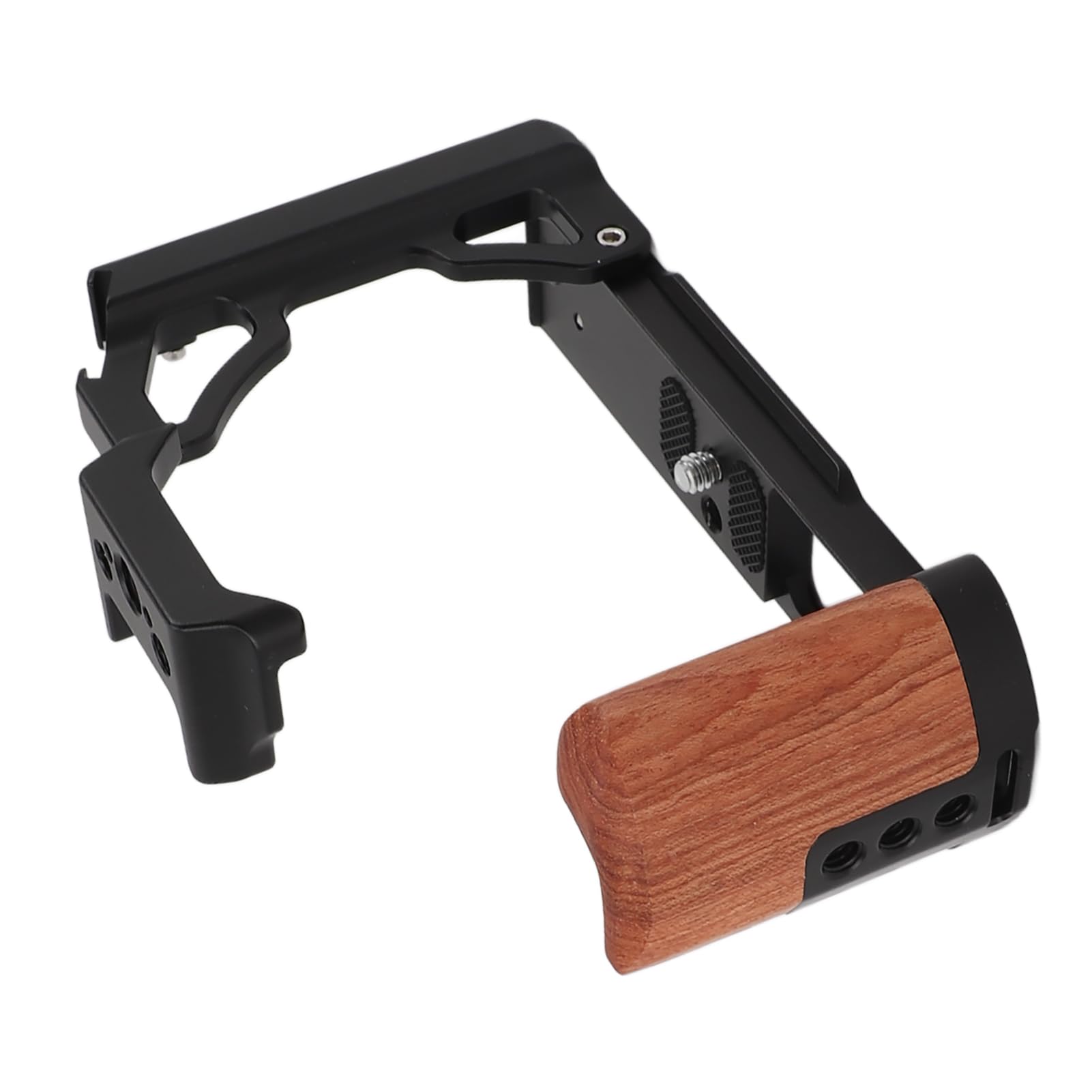 Generic Gabbia per Fotocamera con Manico in Legno per ZFC Lega di Alluminio Leggera Stabilizzazione Video Riprese All'aperto (BLACK)