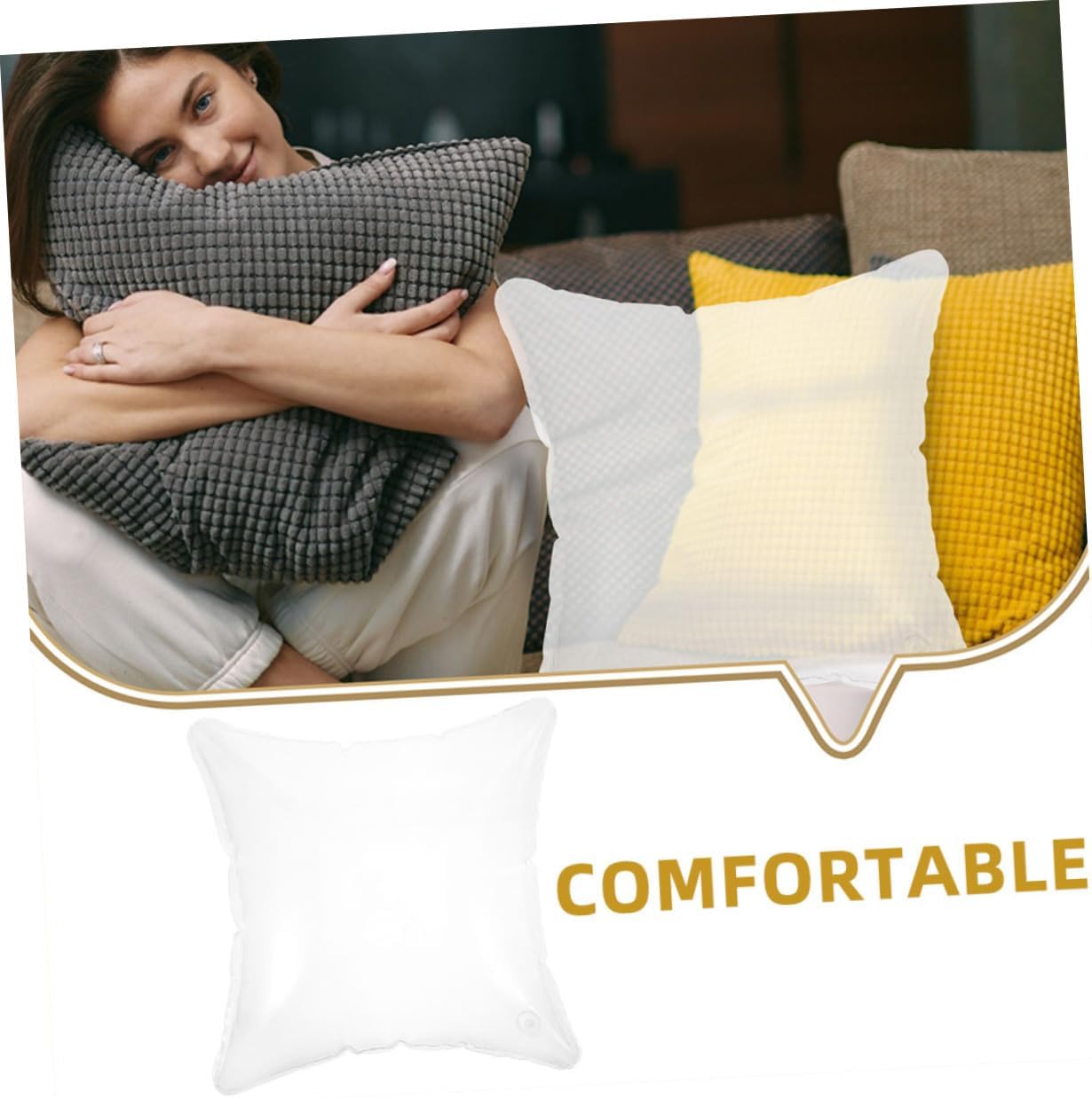 balacoo Inflatable Camping Pillow with Foldable Design and Comfortable PVC Support for Travel and Outdoor Use Lightweight Lumbar Cushion Suitable for Seasons