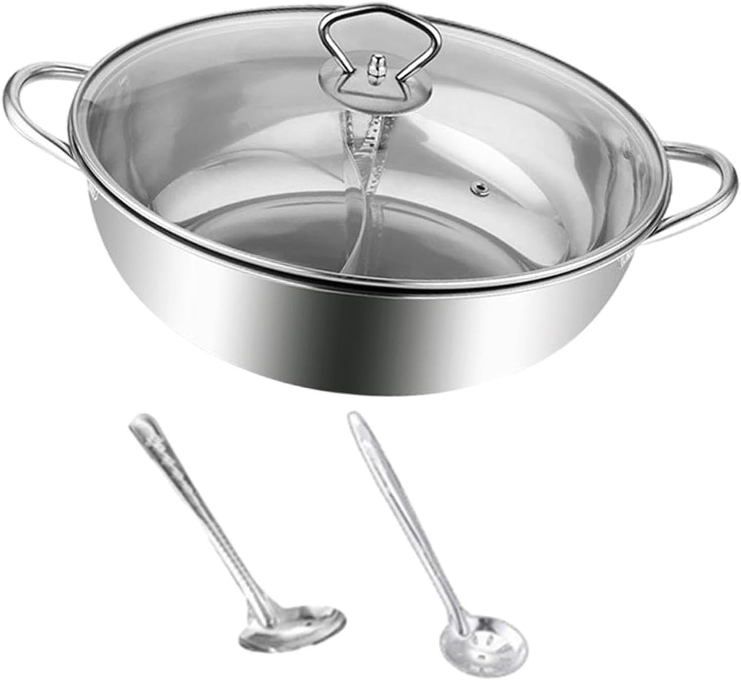 Hot Pot Topf Ramen Kochtopf mit Transparentem Deckel und Löffeln, Herdplattengeeignet für Reisen, Zuhause & Camping, 36cm, Schmortopf