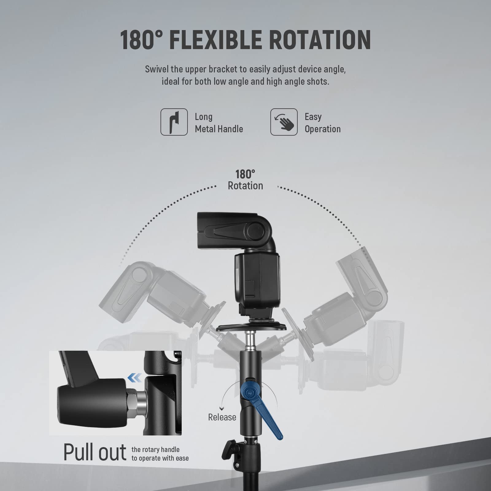 NEEWER Support pour Flash de Type H pour Caméra et Compatible avec Softbox Parapluie, Adaptateur de Support de lumière en métal réglable pivotant à 180° avec Adaptateur à vis 1/4" à 3/8"