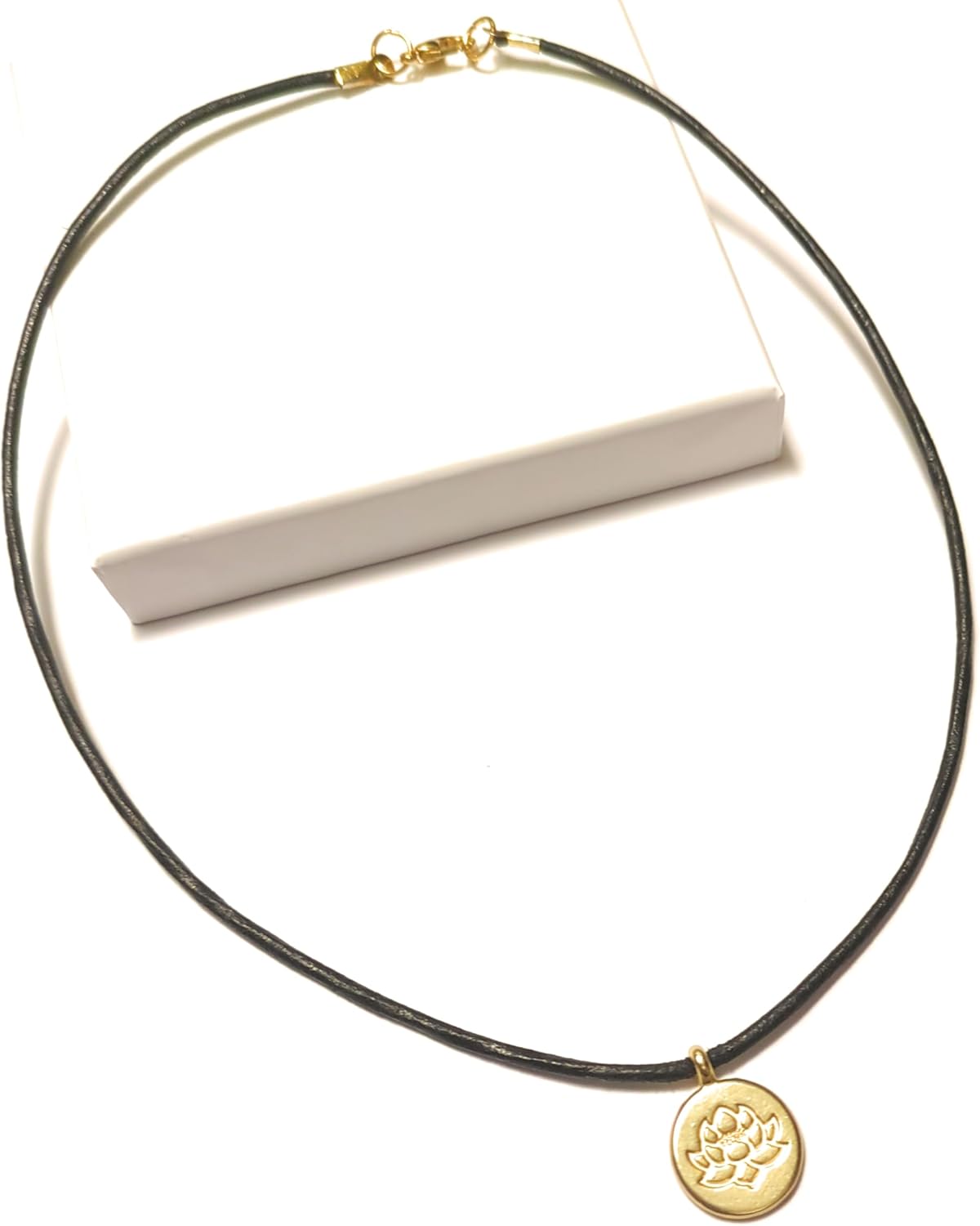 Lotus Flower Gold Plated Lotus Pendant Necklace For Women Genuine Brass Leather Comfort Cord Necklace Yoga And Everyday Minimalist Jewelry Gift Boxed Symbol of Purity - Image 4