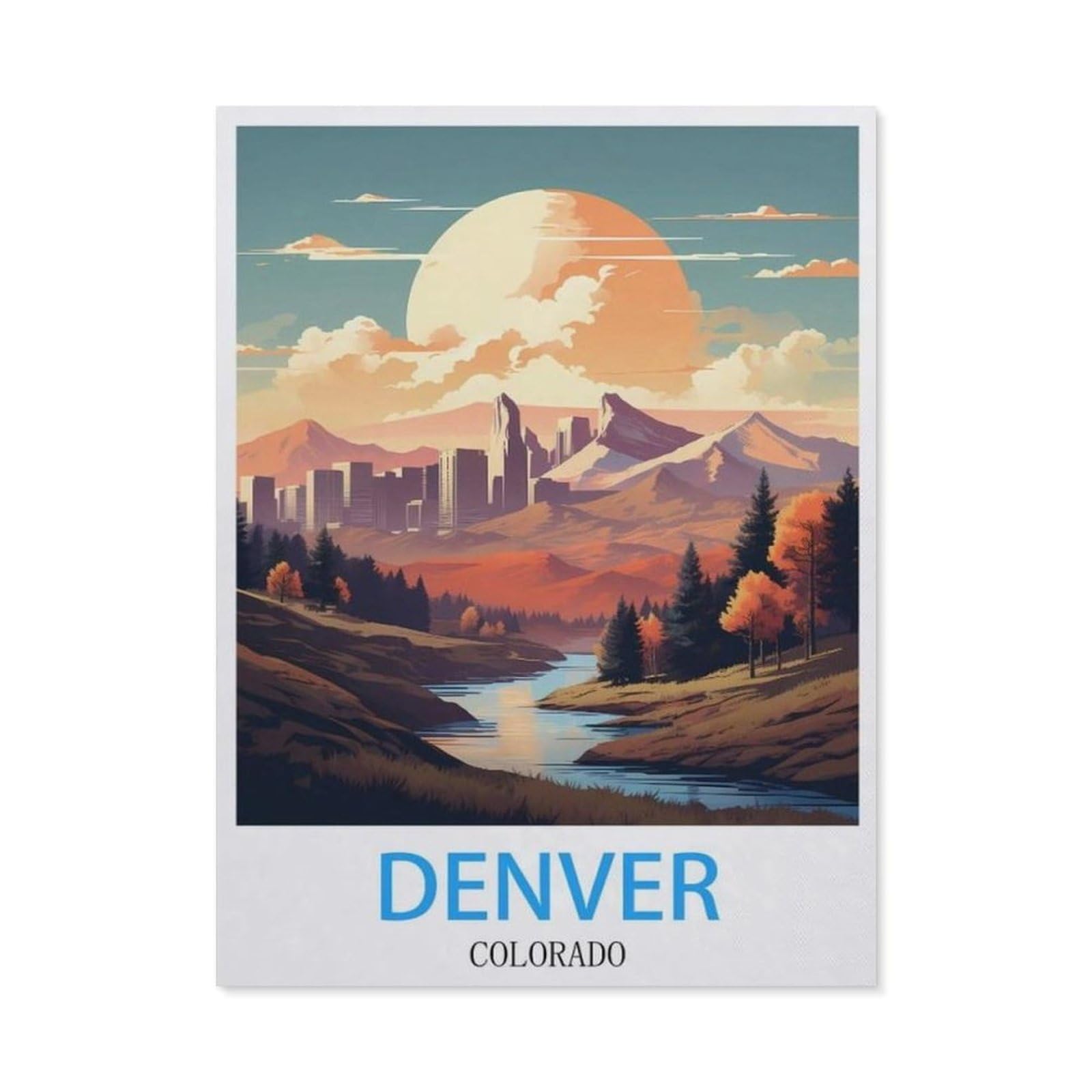 BEAYODKP Denver Colorado Vintage Travel Poster，Diamond Painting Kits for Adults - 5D Diamond Painting Kit Full Drill, Diamond Art Kits for Home Wall Decor（50 x 60 cm/19.68 x 23.62 inches）-BX20