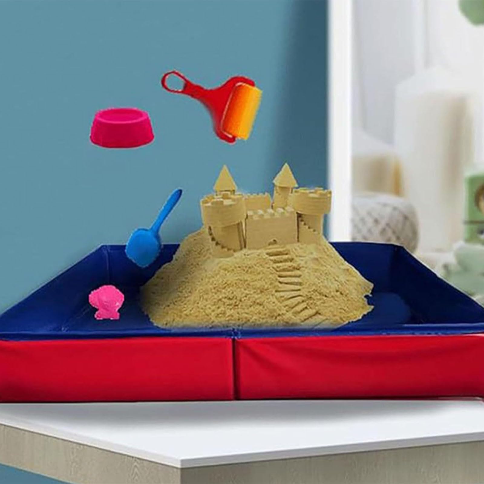Piscine de jeu gonflable portable, bac à sable sensoriel destiné aux enfants, piscine de jeu modulable conçue pour sable/boîte/jeu, PVC résistant, facile à gonfler et à transporter